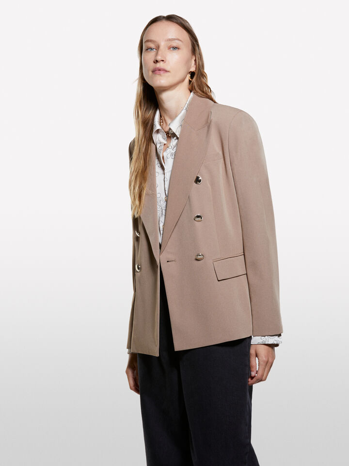 Brown blazer with gold buttons - women's blazers - Brown | Sisley image number 3